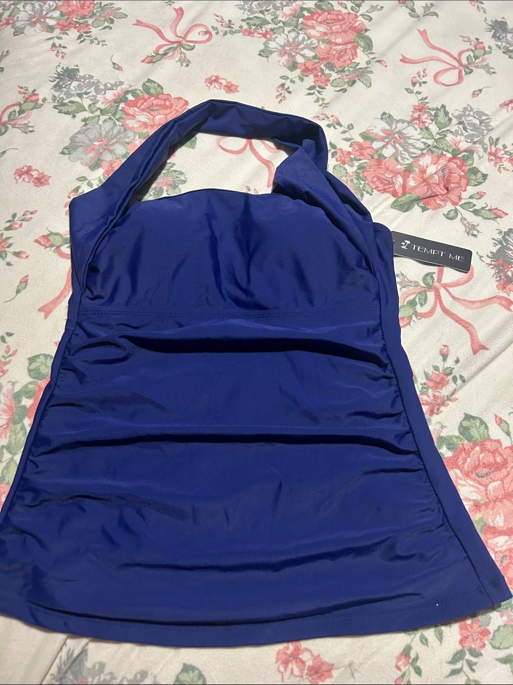 Tempt Me Women's Halter One-Piece Swimsuit in Royal Blue